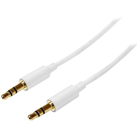 StarTech.com 2m White Slim 3.5mm Stereo Audio Cable - Male to Male - Listen to your iPod / MP3 player on your car or home stereo