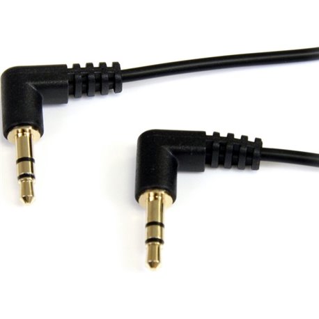 StarTech.com 3 ft Slim 3.5mm Right Angle Stereo Audio Cable - M/M - Easily connect an iPod or other MP3 player to a car stereo