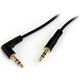 StarTech.com 3 ft Slim 3.5mm to Right Angle Stereo Audio Cable - M/M - Right angle slim 3.5mm cable for mobile audio devices