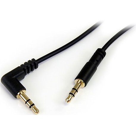 StarTech.com 6 ft Slim 3.5mm to Right Angle Stereo Audio Cable - M/M - Easily connect an iPod or other MP3 player to a car stere