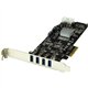 StarTech.com 4 Port PCI Express (PCIe) SuperSpeed USB 3.0 Card Adapter w/ 2 Dedicated 5Gbps Channels - UASP - SATA / LP4 Power -