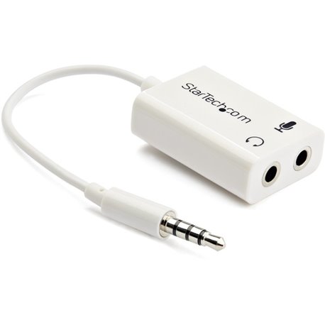 StarTech.com 3.5mm 4 Position to 2x 3 Position 3.5mm Headset Splitter Adapter M/F - White - Turns a 3.5mm combo headphone/microp