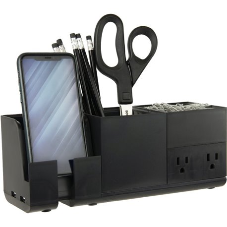 Bostitch Konnect Desk Organizer with Power Station - Desktop - Stackable, USB Hub, Cable Management, Storage Tray, Rubber Feet, 