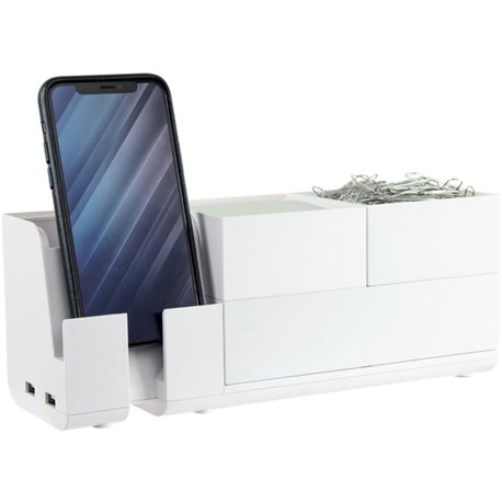 Bostitch Konnect Stackable Desk Organizer - Desktop - Stackable, Durable, Cable Management, Rubber Feet, Non-slip Feet - White -