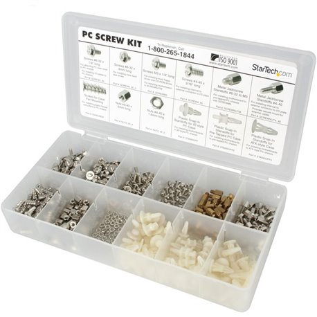 StarTech.com Deluxe Assortment PC Screw Kit - Screw Nuts and Standoffs - Assortment Of 12 Common PC Case Screws - Screw kit - Sc