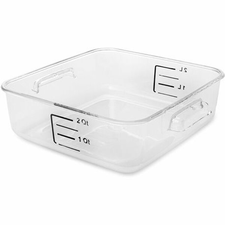 Rubbermaid Commercial Space Saving Square Container - Dishwasher Safe - Clear, Red, Blue - Polycarbonate Body - 12 / Carton