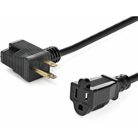 StarTech.com 1ft (0.3m) Short Extension Cord, NEMA 5-15P/R to NEMA 5-15R, 13A 125V, 16AWG, Black, Outlet Saver Power Extension C