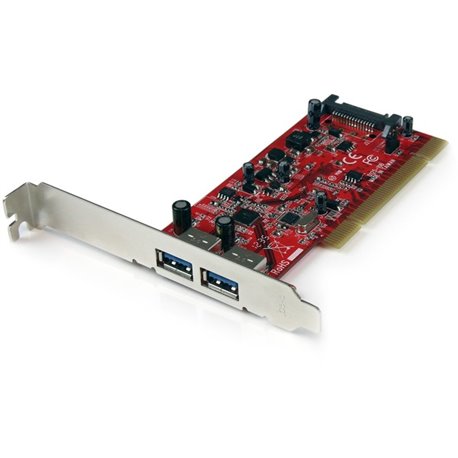 StarTech.com 2 Port PCI SuperSpeed USB 3.0 Adapter Card with SATA Power - 5Gbps - Add 2 SuperSpeed USB 3.0 ports to a computer t