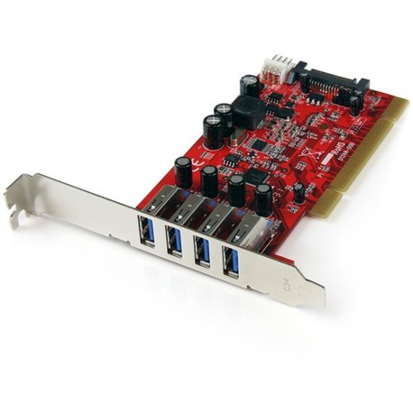 StarTech.com 4 Port PCI SuperSpeed USB 3.0 Adapter Card with SATA/SP4 Power - 5Gbps - 4-Port USB 3.0 PCI/PCI-X Card (USB 3.1 Gen