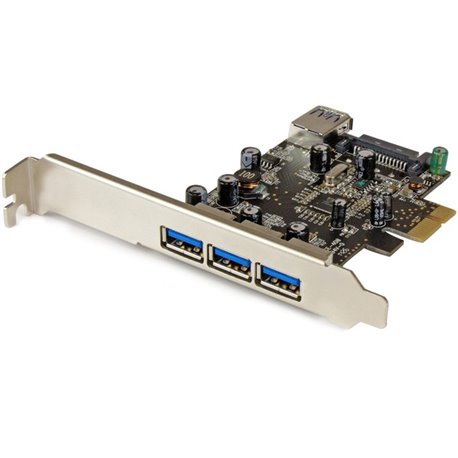 StarTech.com 4 Port PCI Express USB 3.0 Card - 3 External and 1 Internal - 5Gbps - Add four USB 3.0 ports - three external and o