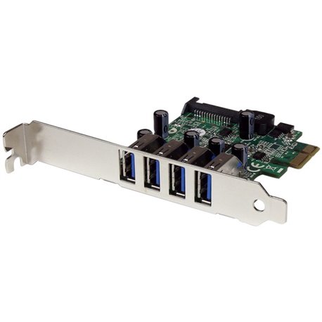 StarTech.com 4 Port PCI Express PCIe SuperSpeed USB 3.0 Controller Card Adapter with UASP - 5Gbps - SATA Power - Add 4 external 