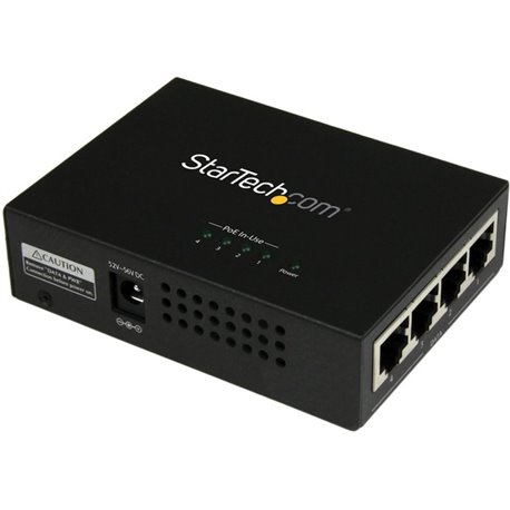 StarTech.com 4 Port Gigabit Midspan - PoE+ Injector - 802.3at and 802.3af - Deliver power and data to four PoE-powered devices (