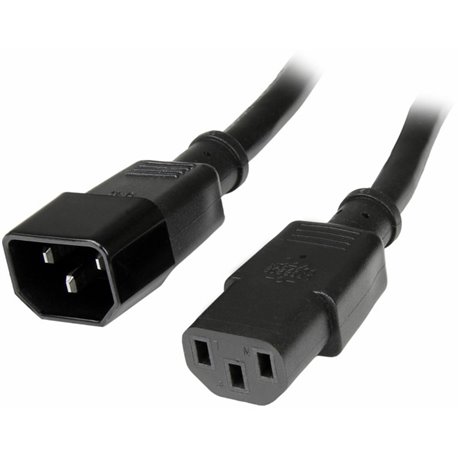 StarTech.com 1ft (0.3m) Power Extension Cord, C14 to C13, 10A 125V, 18AWG, Computer Power Cord Extension, Power Supply Extension