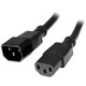 StarTech.com 10ft (3m) Heavy Duty Extension Cord, IEC C14 to IEC C13 Black Extension Cord, 15A 125V, 14AWG, Heavy Gauge Power Ca