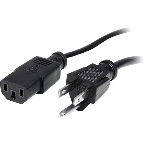 StarTech.com 1ft (30cm) Computer Power Cord, NEMA 5-15P to C13, 10A 125V 18AWG, Black Replacement AC PC Power Cord, TV/Monitor P