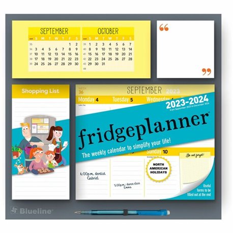 Blueline Fridgeplanner Weekly Magnet Calendar - Weekly - 16 Month - September 2024 - December 2025 - 1 Week Single Page Layout -