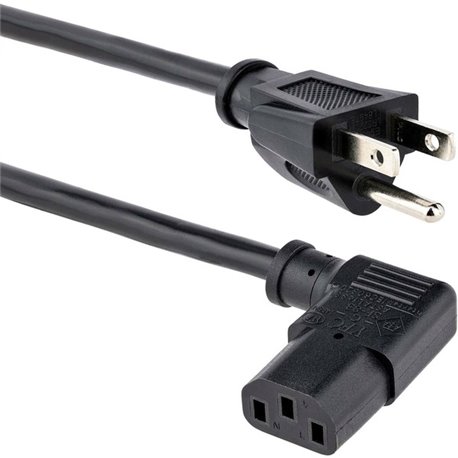 StarTech.com 10ft (3m) Computer Power Cord, NEMA 5-15P to Right Angle C13, 10A 125V, 18AWG, Replacement AC Power Cord, Monitor P