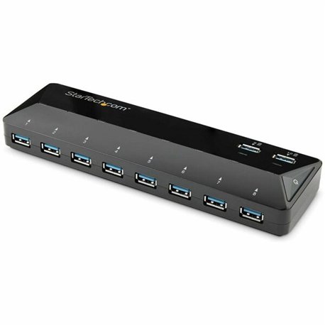 StarTech.com 10-Port USB 3.0 Hub with Charge and Sync Ports - 2 x 1.5A Ports - Desktop USB Hub and Fast-Charging Station - Add t