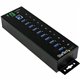StarTech.com 10 Port Industrial USB 3.0 Hub - ESD and Surge Protection - DIN Rail or Surface-Mountable Metal Housing - Add ten U