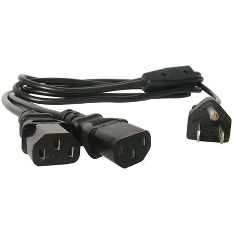 StarTech.com 6ft (2m) Computer Power Cord Y Splitter, NEMA 5-15P to 2x C13 Y Cable, 10A 125V, 18AWG, AC Power Cord, Monitor Powe