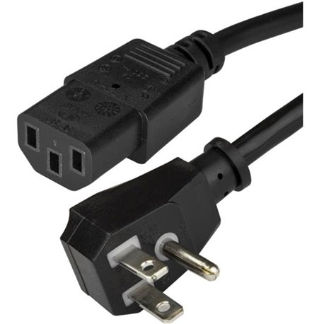 StarTech.com 10ft (3m) Computer Power Cord, Flat 5-15P to C13, 10A 125V, 18AWG, Black Replacement AC PC Power Cord, TV/Monitor P