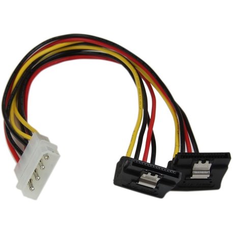 StarTech.com 12in LP4 to 2x Right Angle Latching SATA Power Y Cable Splitter - 4 Pin LP4 to Dual SATA - Power two SATA drives fr