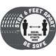 Tabbies BeSafe STAY 6 FEET APART Floor Decals - 6 / Pack - Stay 6 Feet Apart Print/Message - 12" Width x 12" Height - Circle Sha