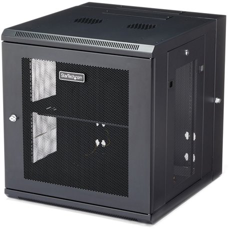 StarTech.com 4-Post 12U Wall Mount Network Cabinet, 19" Hinged Wall-Mounted Server Rack for IT Equipment, Flexible Lockable Rack