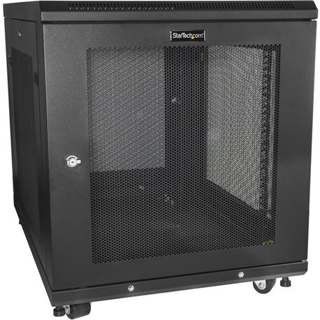 StarTech.com 12U 19" Server Rack Cabinet 4 Post Adjustable Depth 2-30" w/Casters/Cable Management/1U Shelf, Locking Doors and Si