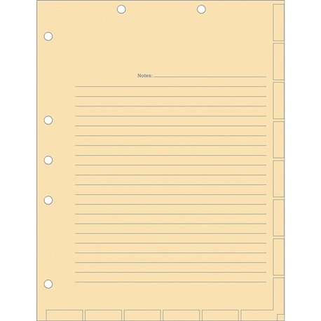 Tabbies 7-hole Manila Chart Divider Sheets - 8.5" Divider Width x 11" Divider Length - 7 Hole Punched - Manila Divider - 400 / B