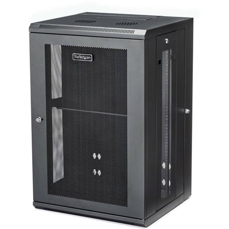 StarTech.com 4-Post 18U Wall Mount Network Cabinet, 19" Hinged Wall-Mounted Server Rack for Data / IT Equipment, Lockable Rack E