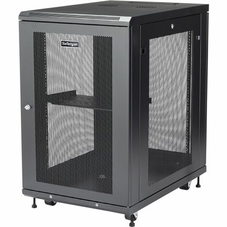 StarTech.com 18U 19" Server Rack Cabinet 4 Post Adjustable Depth 2-30" w/Casters/Cable Management/1U Shelf, Locking Doors and Si