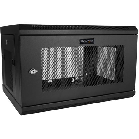 StarTech.com 2-Post 6U Wall Mount Network Cabinet, 19" Wall-Mounted Server Rack for Data / IT Equipment, Small Lockable Rack Enc