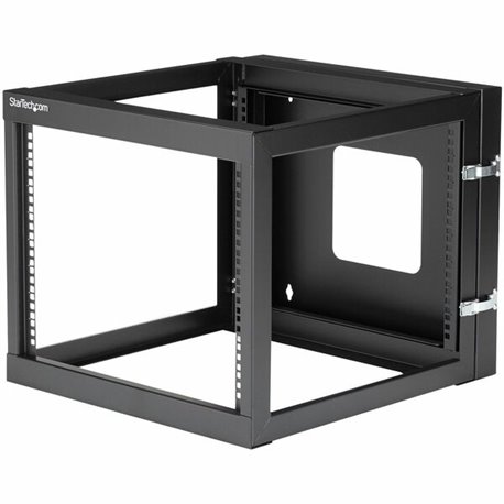 StarTech.com 4-Post 8U Hinged Wall-Mount Network Rack, 19" Open Frame Server Rack, Wall Mount Data Rack for IT Computer Equipmen