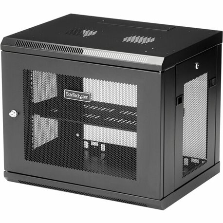 StarTech.com 2-Post 9U Wall Mount Network Cabinet, 19" Wall-Mounted Server Rack for Data / IT Equipment, Small Lockable Rack Enc