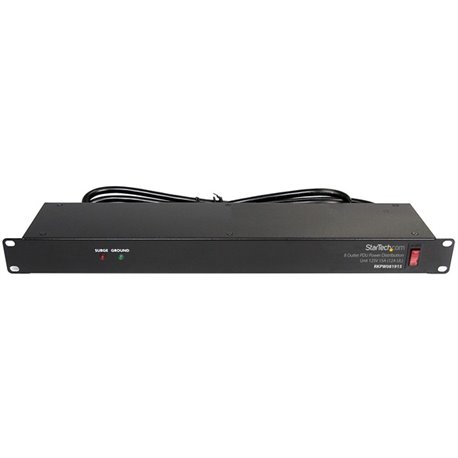 StarTech.com Rackmount PDU with 8 Outlets with Surge Protection - 19in Power Distribution Unit - 1U - Protect your equipment whi