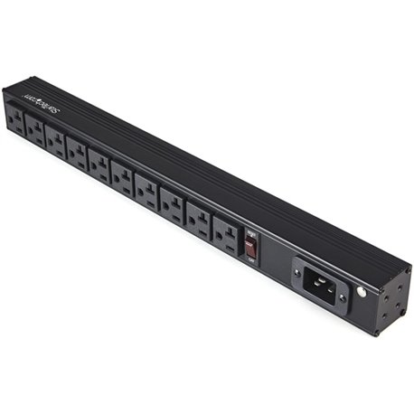 StarTech.com 10 Outlet Rack Mount Power Strip 125V/16 Amp, 1U Horizontal 19" Rackmount PDU, NEMA 5-20P Input, 10x NEMA 5-15/20R 