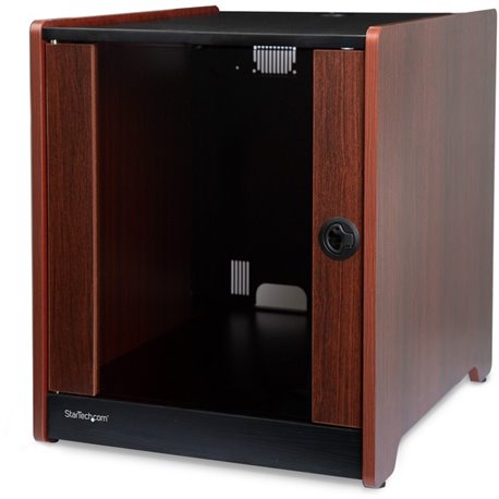 StarTech.com 12U Rack Enclosure Server Cabinet - 21 in. Deep - Wood Finish - Flat Pack - Store IT equipment discreetly in the of