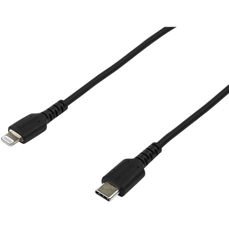 StarTech.com 6 foot/2m Durable Black USB-C to Lightning Cable, Rugged Heavy Duty Charging/Sync Cable for Apple iPhone/iPad MFi C