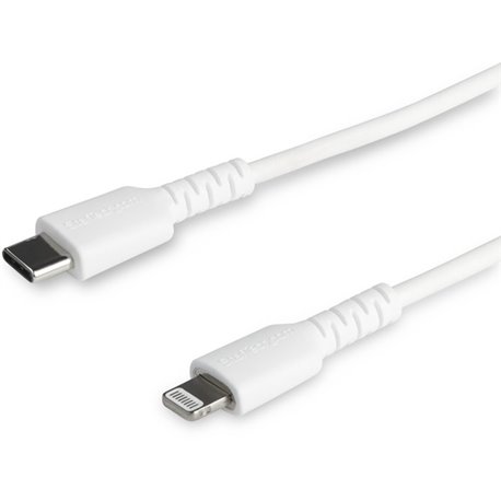 StarTech.com 6 foot/2m Durable White USB-C to Lightning Cable, Rugged Heavy Duty Charging/Sync Cable for Apple iPhone/iPad MFi C