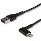 StarTech.com 1m USB A to Lightning Cable iPhone iPad Durable Right Angled 90 Degree Black Charger Cord w/Aramid Fiber Apple MFI 