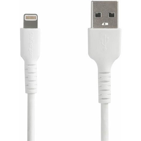 StarTech.com 6 foot/2m Durable White USB-A to Lightning Cable, Rugged Heavy Duty Charging/Sync Cable for Apple iPhone/iPad MFi C