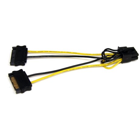 StarTech.com 6in SATA Power to 8 Pin PCI Express Video Card Power Cable Adapter - Convert two 15-pin SATA power supply connector