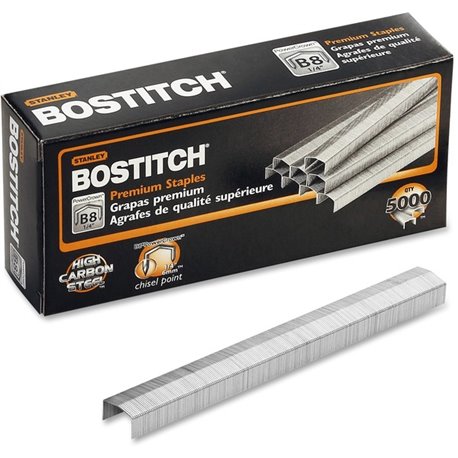 Bostitch PowerCrown Premium Staples - 210 Per Strip - 1/4" Leg - 1/2" Crown - Chisel Point - Silver - High Carbon Steel - 1.1" H