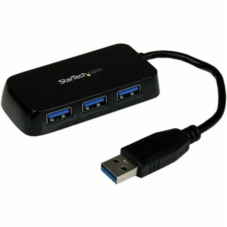StarTech.com Portable 4 Port SuperSpeed Mini USB 3.0 Hub - 5Gbps - Black - Add four USB 3.0 ports to your notebook or Ultrabook 