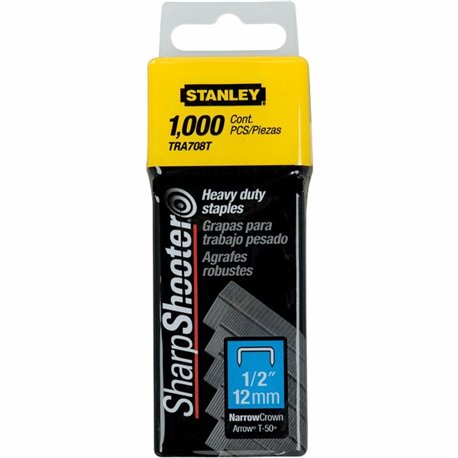 Stanley SharpShooter Heavy-Duty 1/2" Staples - Heavy Duty - 1/2" - 1/2" Leg - 3/8" Crown - Silver - 5.1" Height x 1.3" Width1.8"