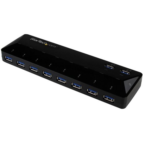 StarTech.com 10-Port USB 3.0 Hub with Charge and Sync Ports - 2 x 1.5A Ports - Desktop USB Hub and Fast-Charging Station - Add t