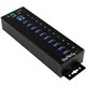 StarTech.com 10 Port Industrial USB 3.0 Hub - ESD and Surge Protection - DIN Rail or Surface-Mountable Metal Housing - Add ten U