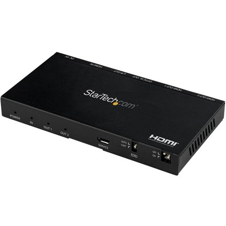 StarTech.com 2-Port HDMI Splitter (1x2), 4K 60Hz UHD HDMI 2.0 Audio Video Splitter w/ Scaler and Audio Extractor, EDID Copy, TV/