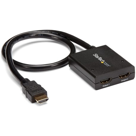 StarTech.com HDMI Splitter 1 In 2 Out - 4k 30Hz - 2 Port - Supports 3D video - Powered HDMI Splitter - HDMI Audio Splitter - Dis